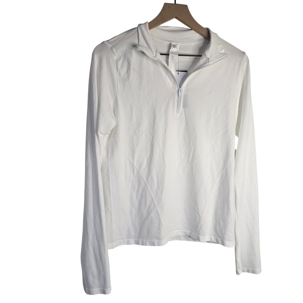 Fabletics Quarter Zip Pullover Womens Medium White Nylon Blend LS2459294 Active